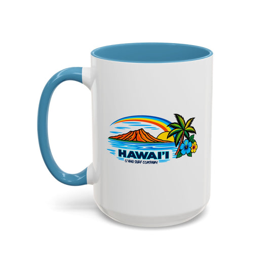 Waikiki Beach Hawaii Coffee Mug 15oz – Diamond Head Tropical Design - O'ahu Surf Company