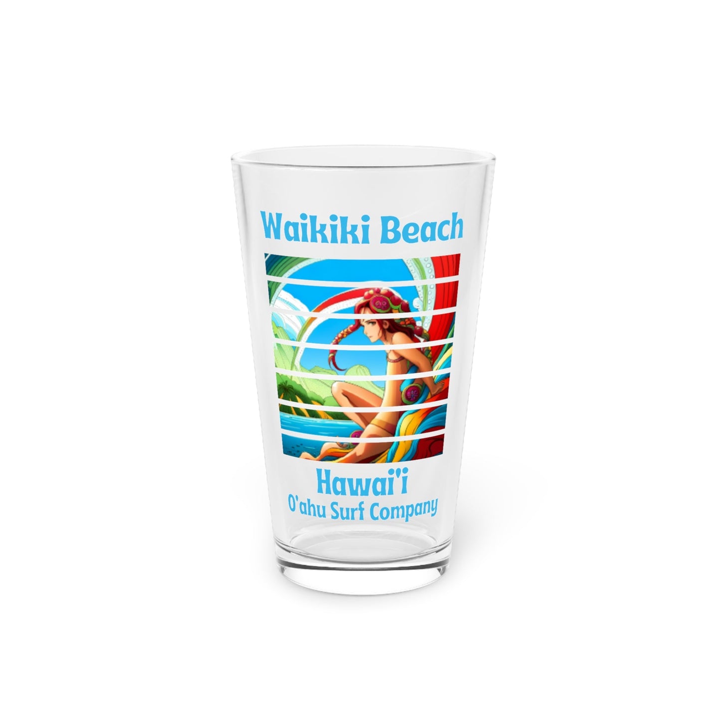 Waikiki Beach Hawaii Pint Glass - O'ahu Surf Company