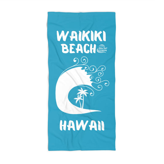 Waikiki Beach Hawaii Towel – Turquoise - O'ahu Surf Company