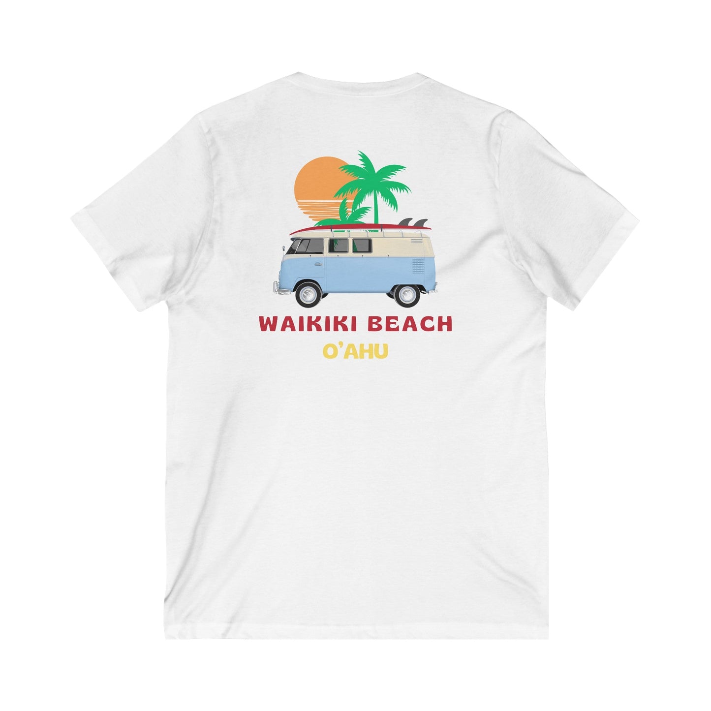 Waikiki Beach Oahu Hawaii Surf Bus V - Neck T-Shirt - O'ahu Surf Company