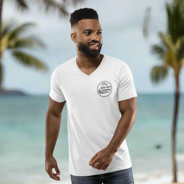 Waikiki Beach Oahu Hawaii Surf Bus V - Neck T-Shirt - O'ahu Surf Company