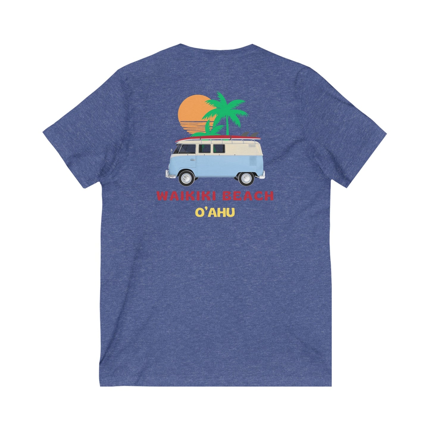 Waikiki Beach Oahu Hawaii Surf Bus V - Neck T-Shirt - O'ahu Surf Company