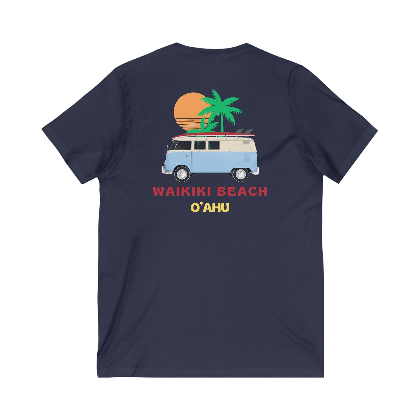 Waikiki Beach Oahu Hawaii Surf Bus V - Neck T-Shirt - O'ahu Surf Company
