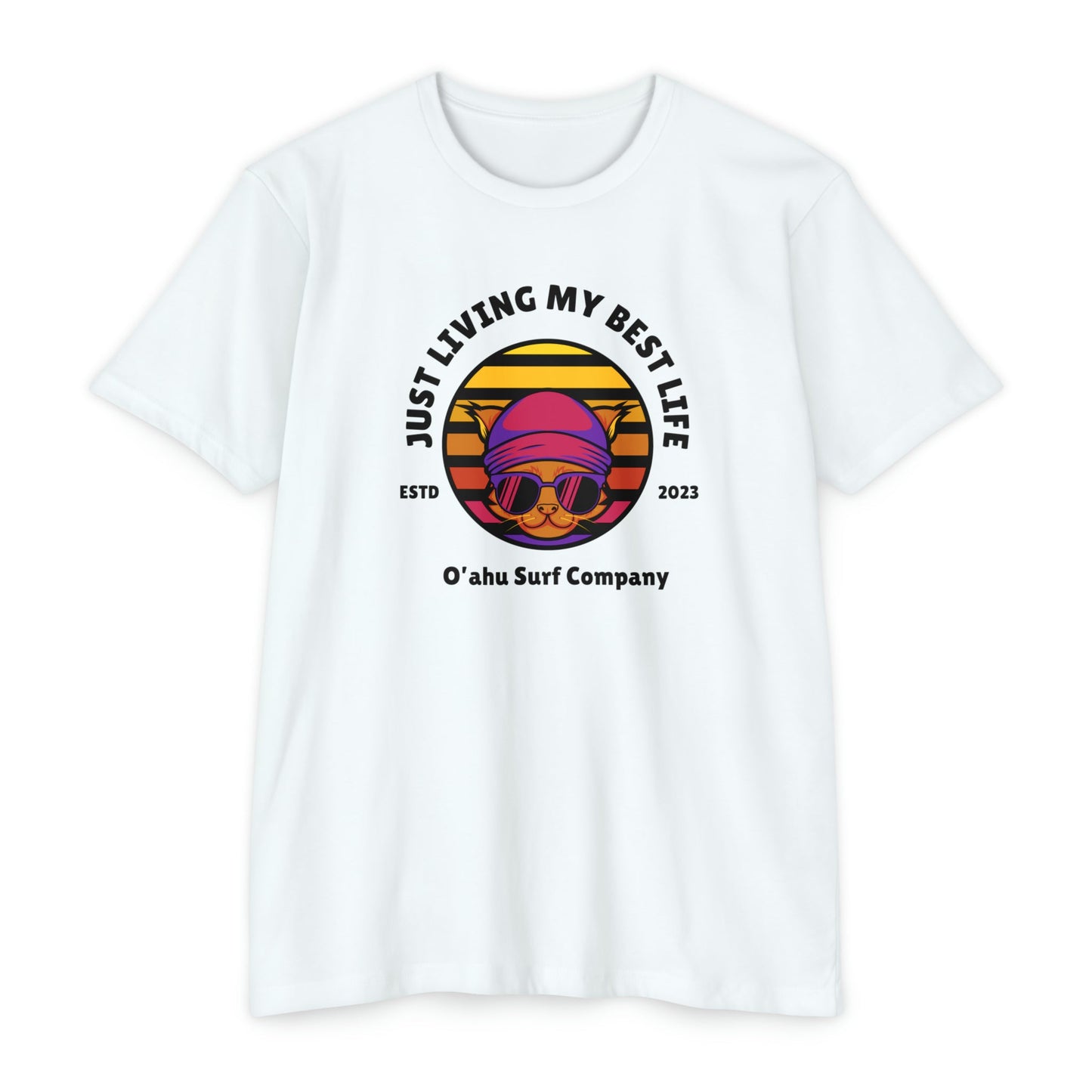 Living My Best Life Cool Cat T-shirt - O'ahu Surf Company