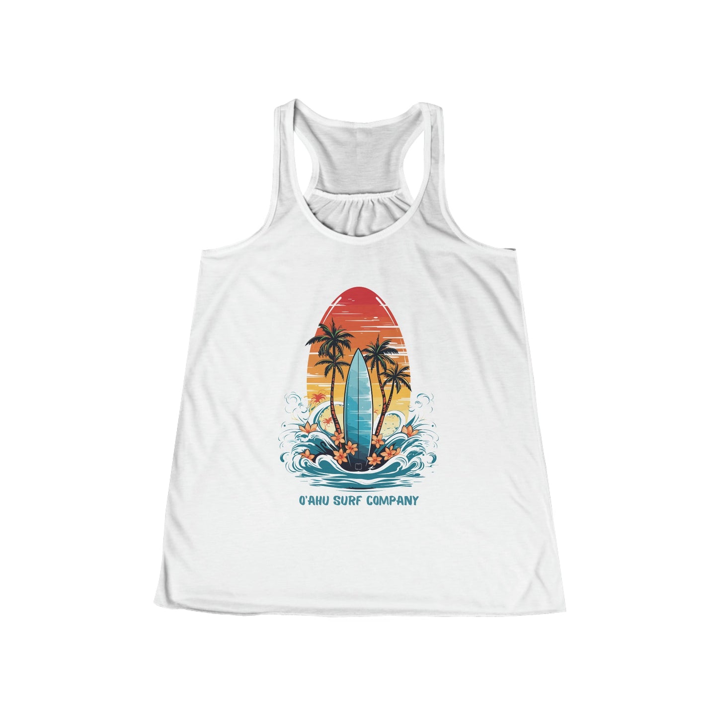 Oahu Hawaii Tropical Surf Flowy Racerback Women's Tank - O'ahu Surf Company