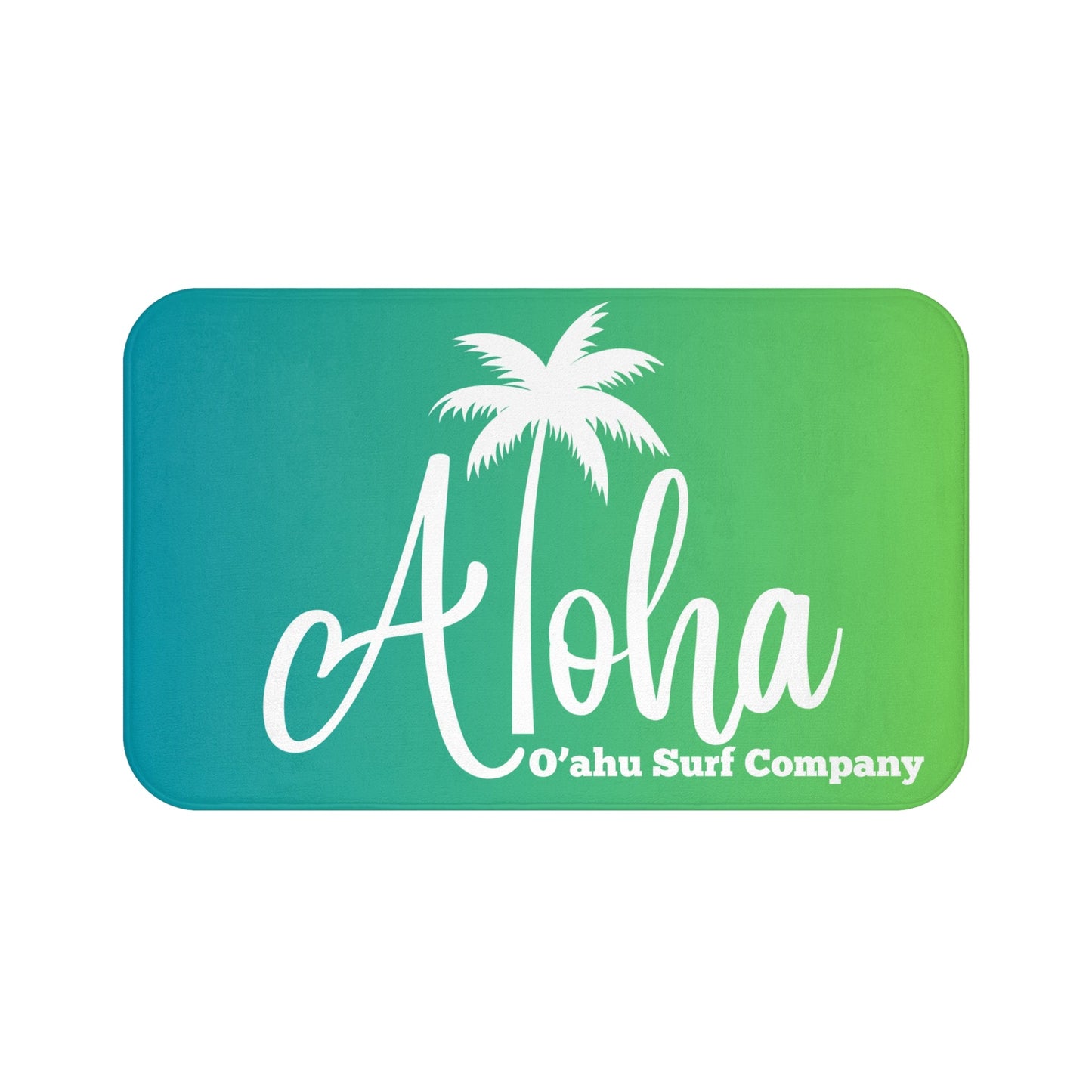 O'ahu Surf Company Aloha Bath Mat - Blue and Green - O'ahu Surf Company