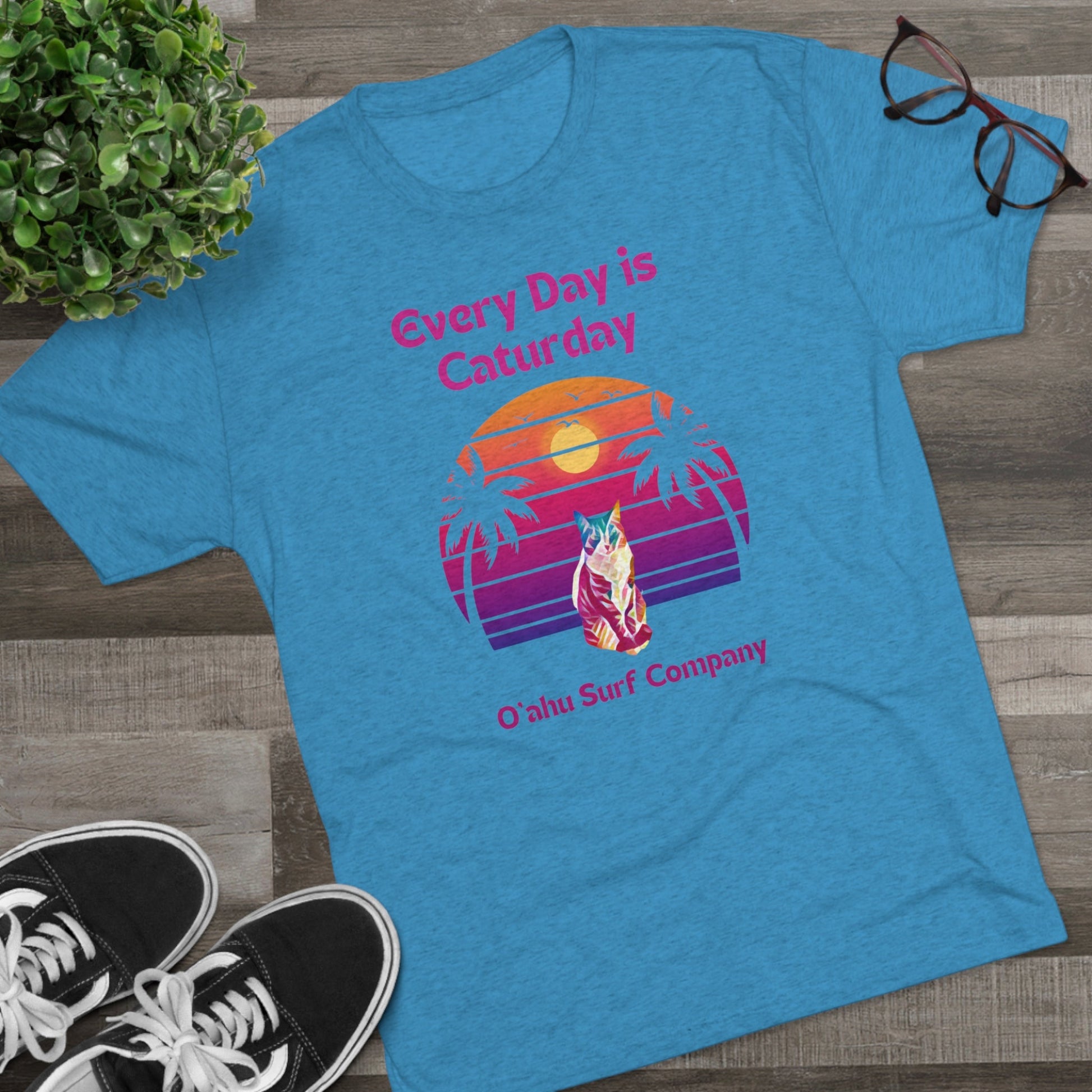 O'ahu Surf Company Every Day is Caturday Cat T-shirt - O'ahu Surf Company