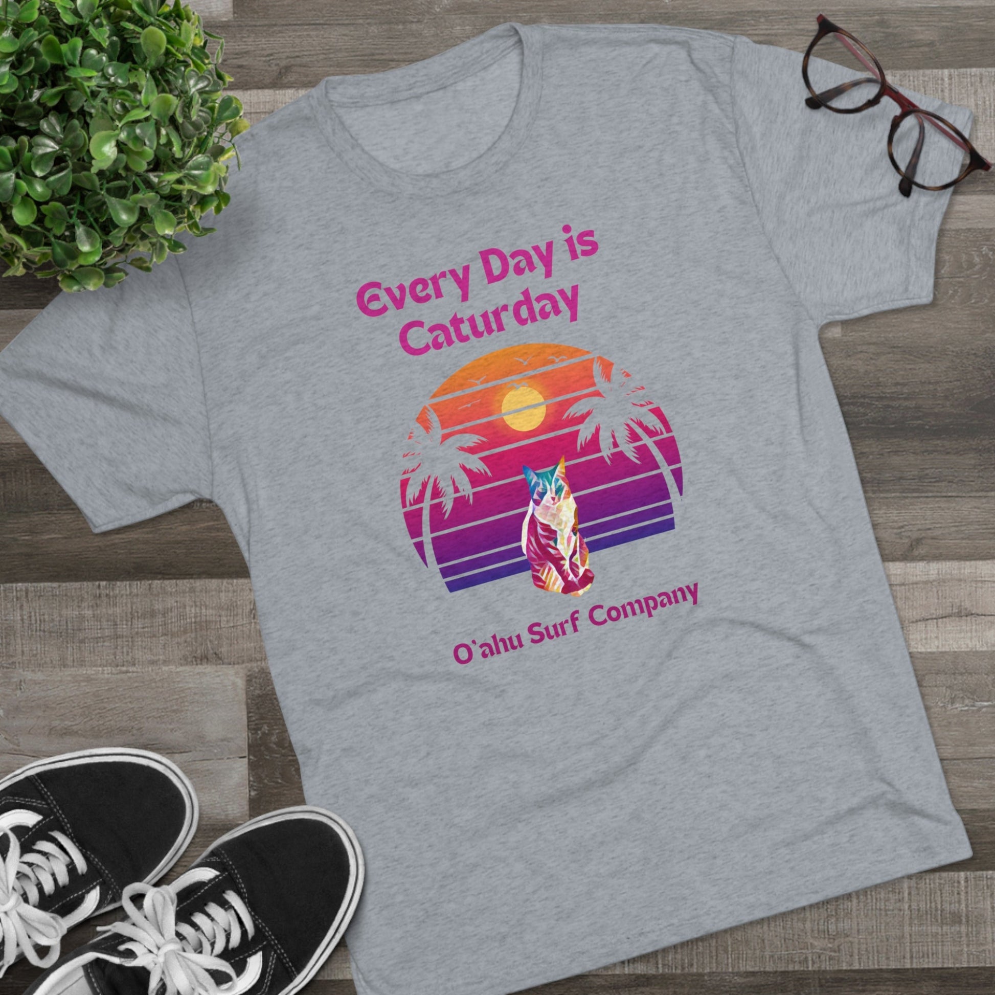 O'ahu Surf Company Every Day is Caturday Cat T-shirt - O'ahu Surf Company