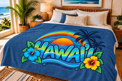 Hawaii Rainbow Sunset Throw Blanket
