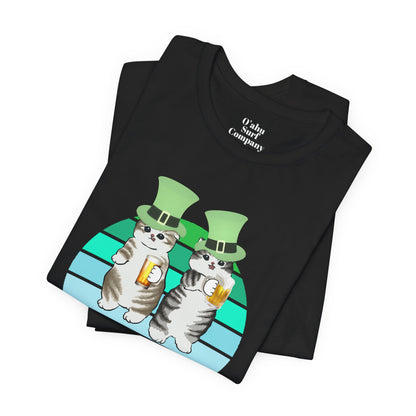 Test St. Patrick's Day Cats Drinking Beer Funny T-Shirt