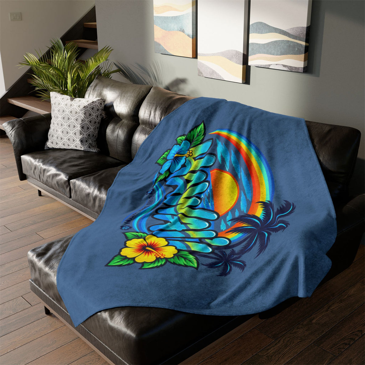 Hawaii Rainbow Sunset Throw Blanket