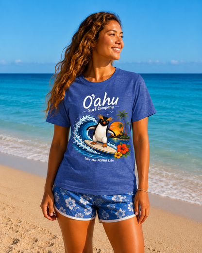 Fiordland Crested Penguin Surfing Shirt – O’ahu Surf Company Tropical Expedition Tee