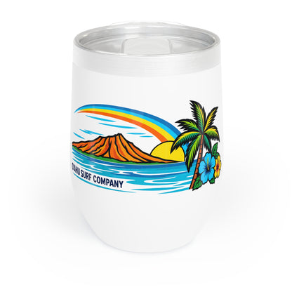 Hawaii Oahu Rainbow Wine Tumbler – Tropical Island Sunset