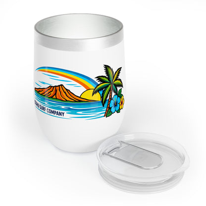 Hawaii Oahu Rainbow Wine Tumbler – Tropical Island Sunset