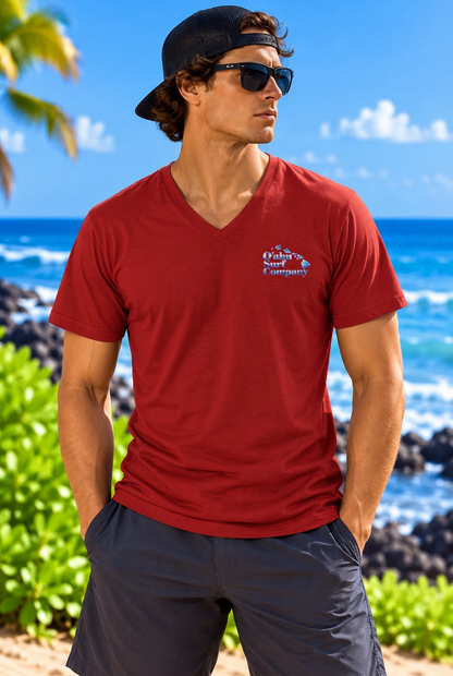 Hawaiian Islands V-Neck T-Shirt - Ocean Surf Style