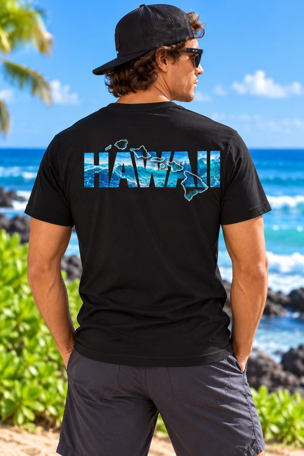 Hawaiian Islands V-Neck T-Shirt - Ocean Surf Style