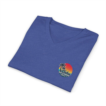 Retro Aloha Sunset Hawaii V-Neck Tee - Vintage Hawaiian Style