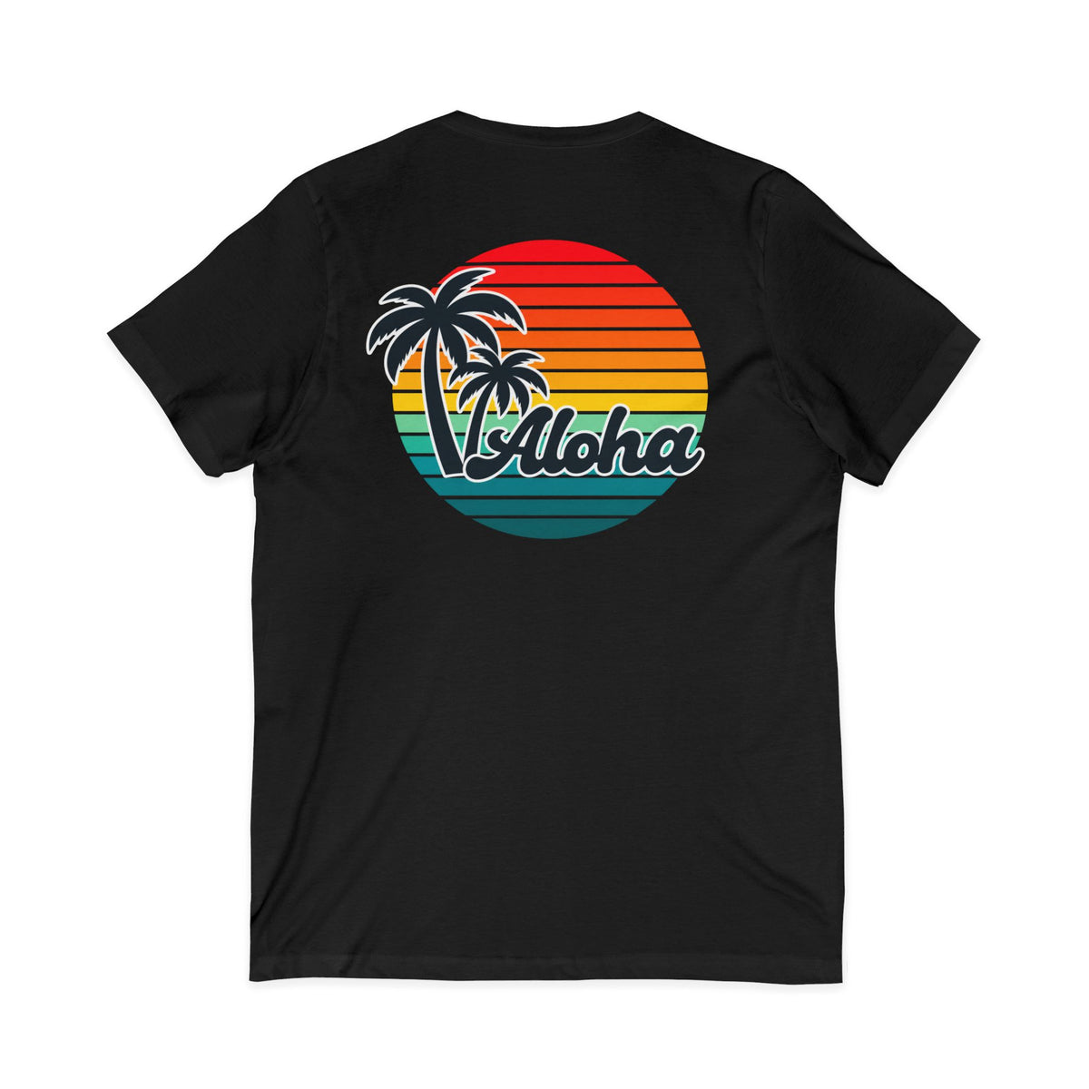 Retro Aloha Sunset Hawaii V-Neck Tee - Vintage Hawaiian Style