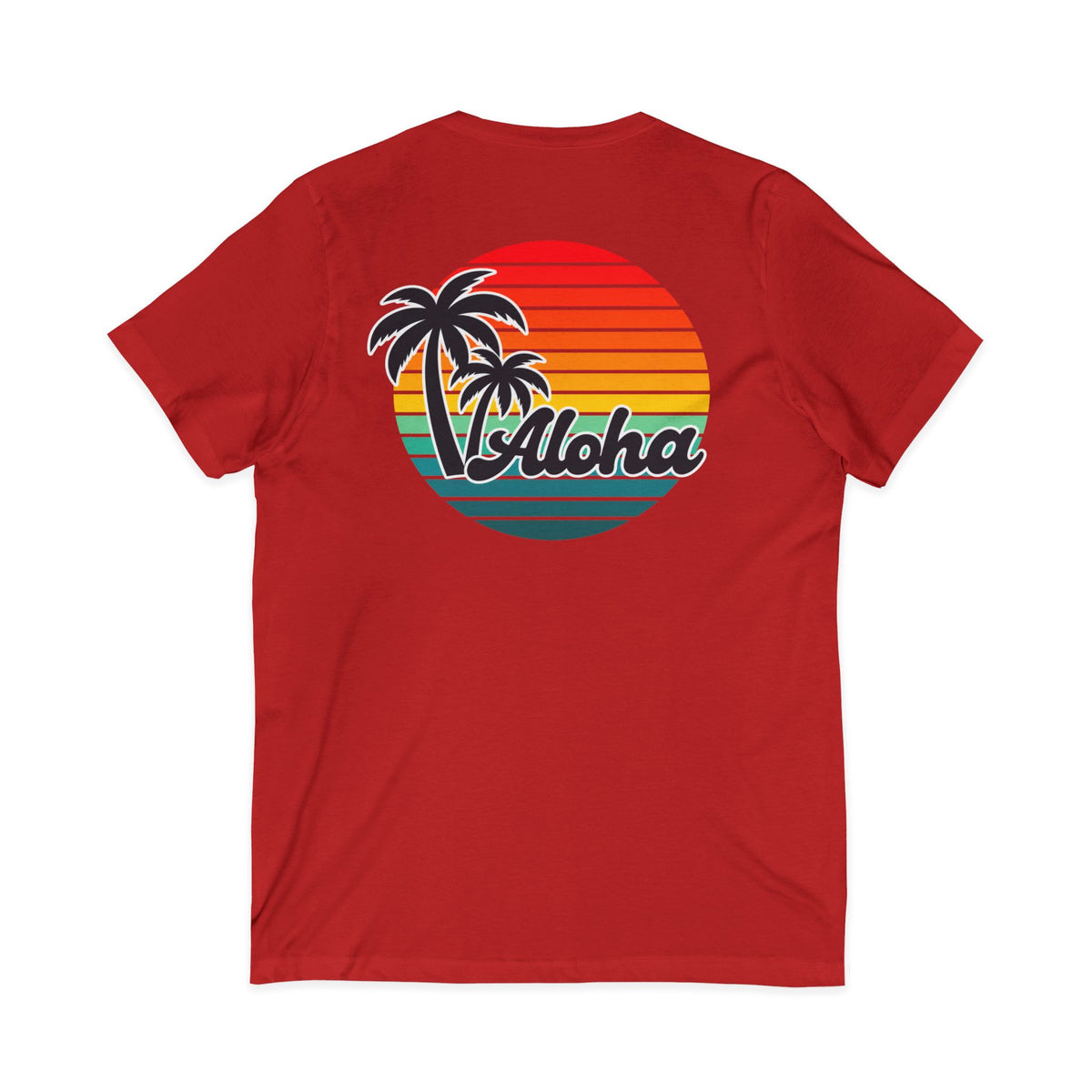 Retro Aloha Sunset Hawaii V-Neck Tee - Vintage Hawaiian Style