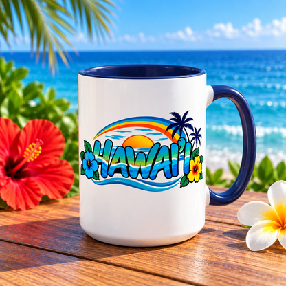 Hawaii Sunset 15 oz Ceramic Mug – Oahu Tropical Coffee Cup