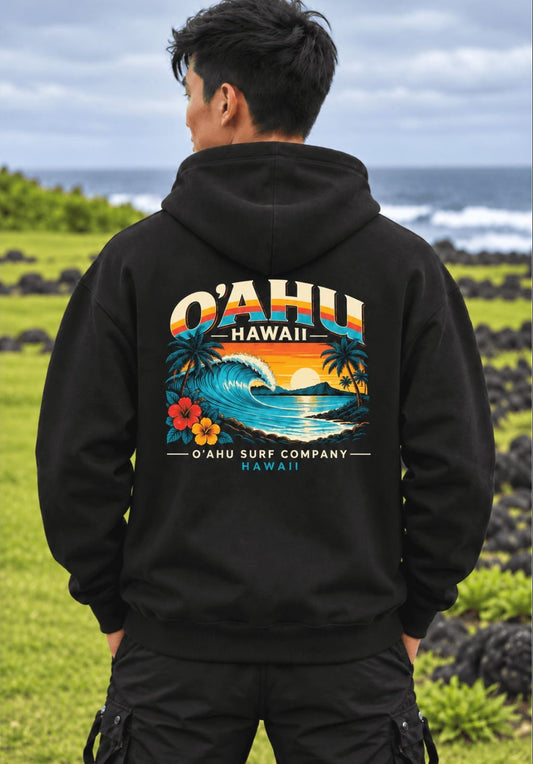 Oahu Hawaii Retro Surf Hoodie