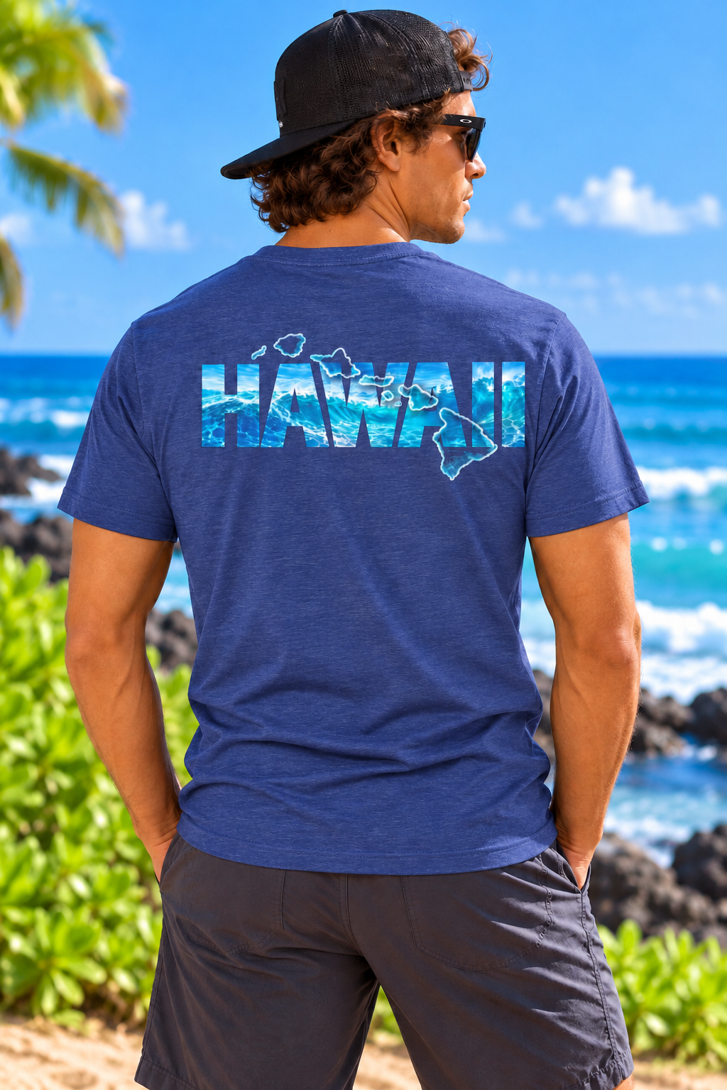 Hawaiian Islands V-Neck T-Shirt - Ocean Surf Style