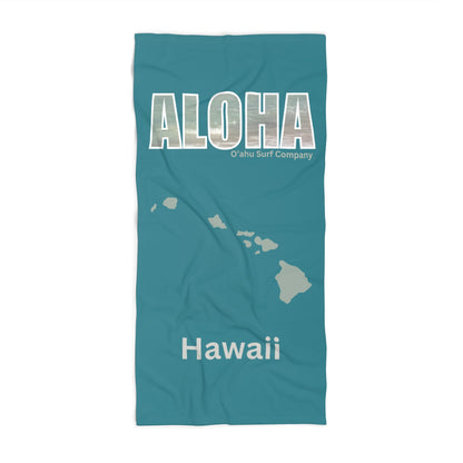 Aloha Hawaii Ocean Teal Beach Towel - O'ahu Surf Company