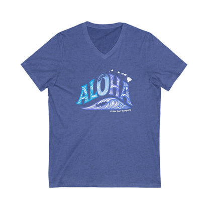 Aloha Hawaii Ocean Wave V - Neck Tee - O'ahu Surf Company