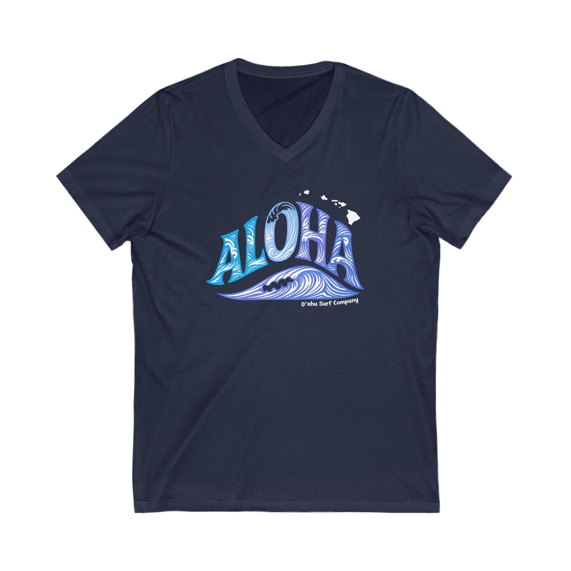Aloha Hawaii Ocean Wave V - Neck Tee - O'ahu Surf Company