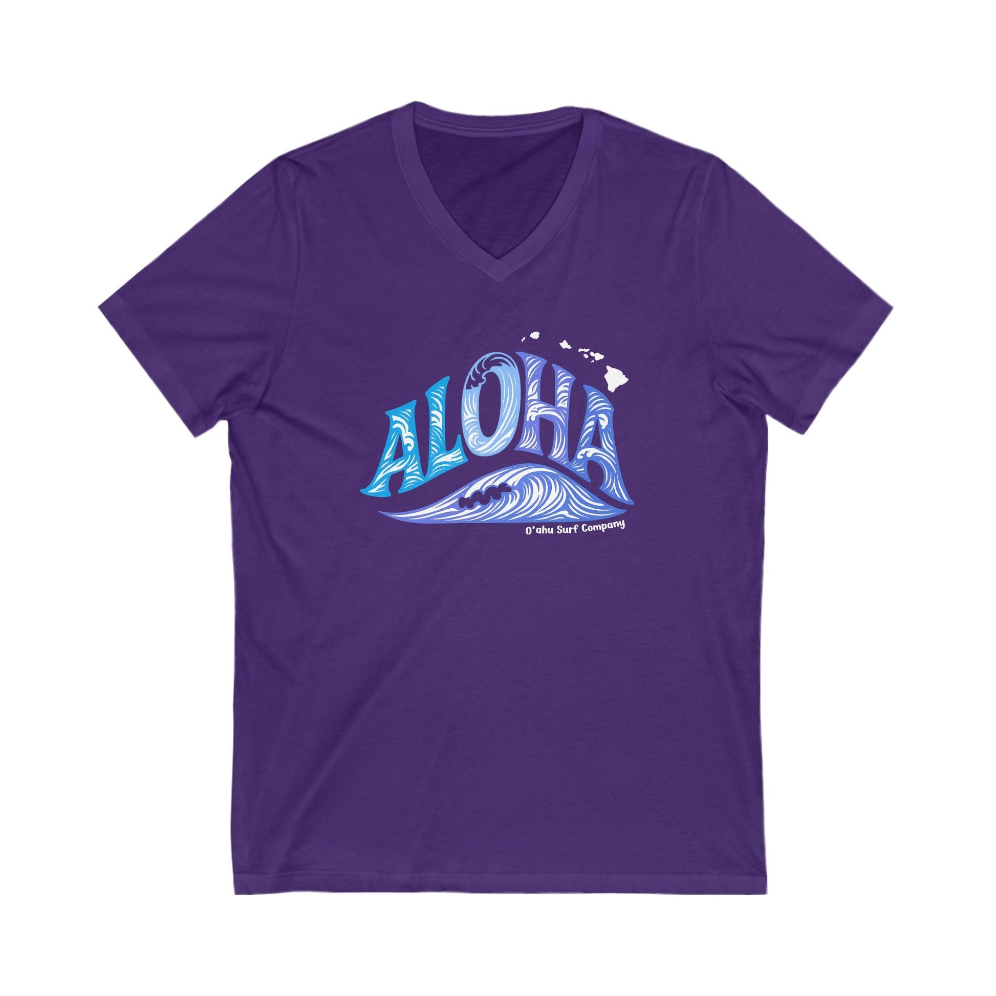 Aloha Hawaii Ocean Wave V - Neck Tee - O'ahu Surf Company