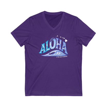 Aloha Hawaii Ocean Wave V - Neck Tee - O'ahu Surf Company