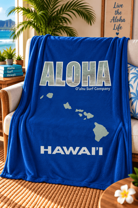 Aloha Hawaii Throw Blanket Hawaiian Island Style - O'ahu Surf Company