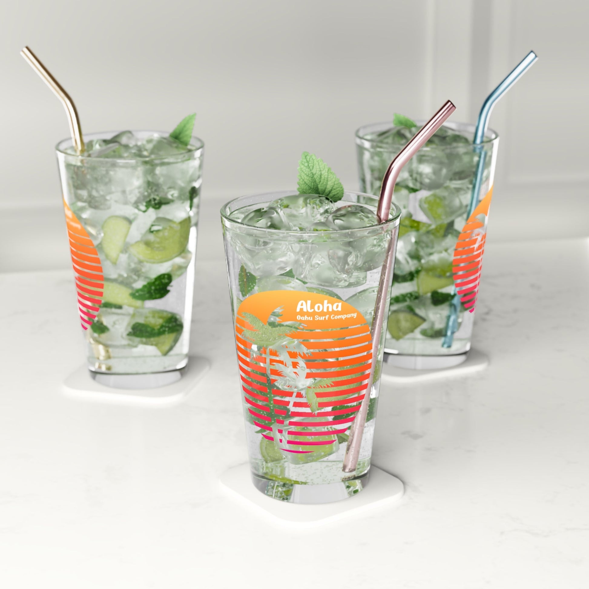 Aloha O'ahu Surf Company Hawaii Pint Glass - O'ahu Surf Company