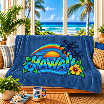 Hawaii Rainbow Sunset Throw Blanket