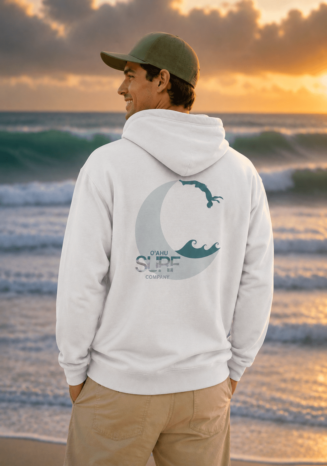 Backflip Off the Moon Cliff Dive Men's Surfer Hoodie - Oahu Surf Company Hawaii - O'ahu Surf Company