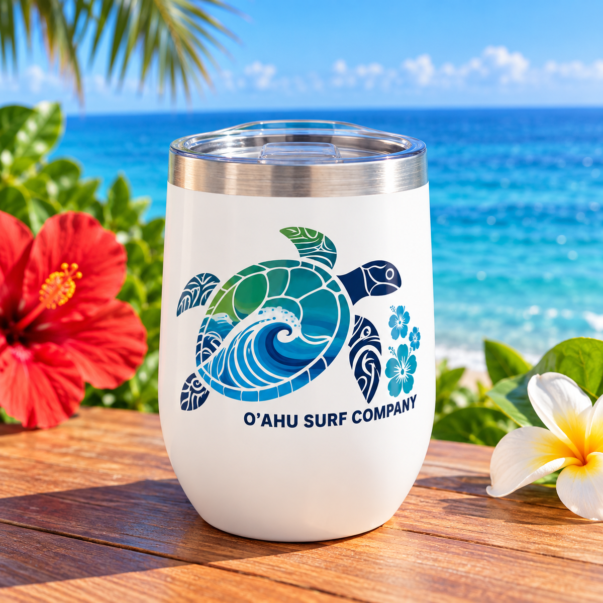 Hawaii Sea Turtle Wine Tumbler – Hawaiian Honu Ocean Wave