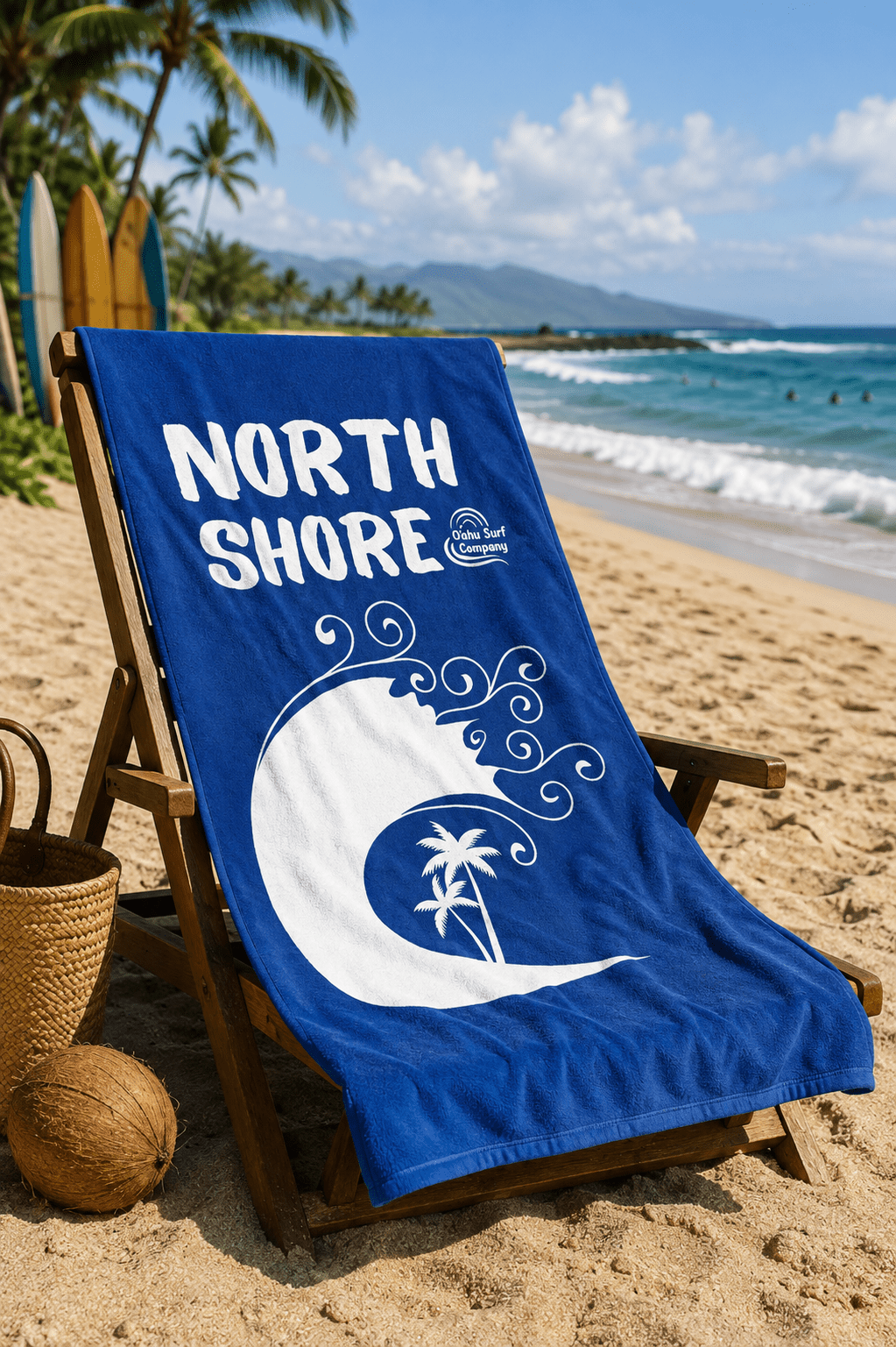 Blue Beach Towel North Shore HI Oahu Surf Company Hawaii - O'ahu Surf Company