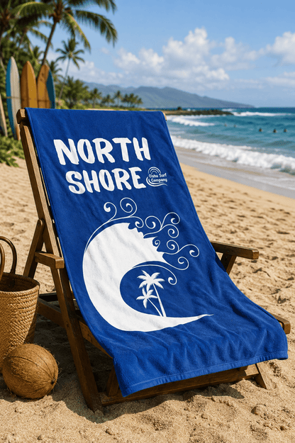 Blue Beach Towel North Shore HI Oahu Surf Company Hawaii - O'ahu Surf Company