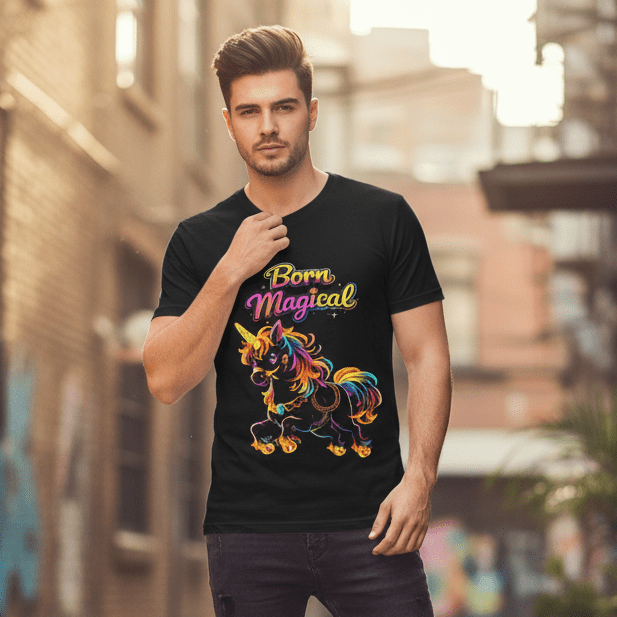Born Magical Neon Rainbow Unicorn Birthday Tee Shirt - O'ahu Surf Company