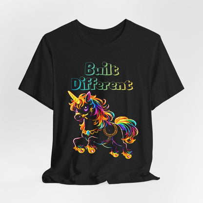 Built Different Rainbow Unicorn Neon Men's Tee Shirt - O'ahu Surf Company