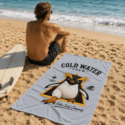 Cold Water Crew Beach Towel Fiordland Crested Penguin Surf Towel Hawaii Oahu Surf Company Coastal Pool Towel Gift - O'ahu Surf Company