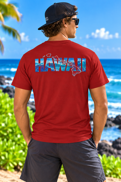 Hawaiian Islands V-Neck T-Shirt - Ocean Surf Style