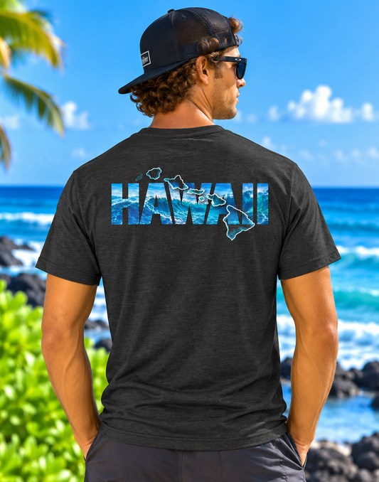 Hawaiian Islands V-Neck T-Shirt - Ocean Surf Style