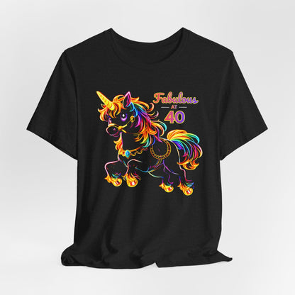 Fabulous at 40 Rainbow Unicorn Shirt Awesome 40th Birthday Tee - O'ahu Surf Company
