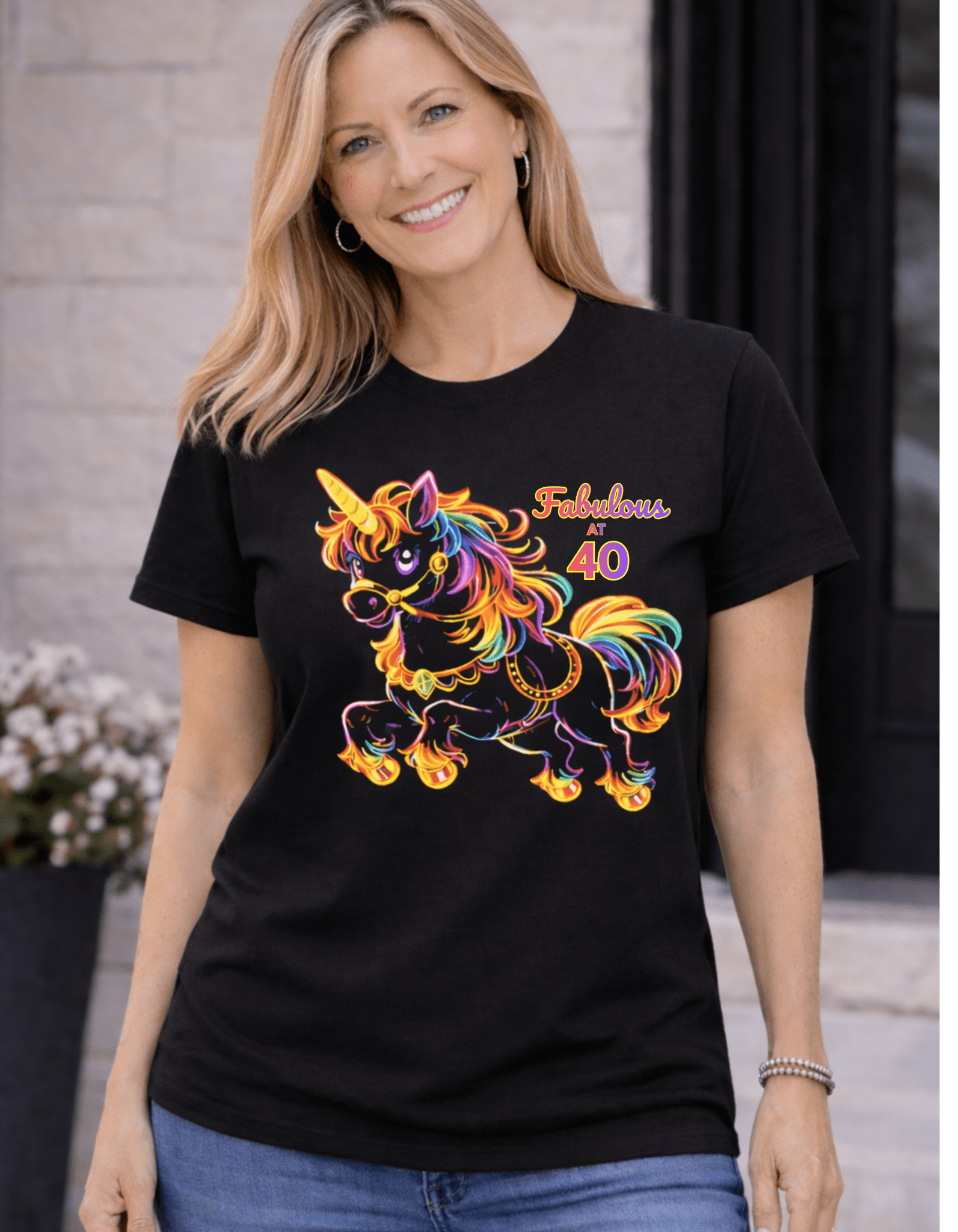 Fabulous at 40 Rainbow Unicorn Shirt Awesome 40th Birthday Tee - O'ahu Surf Company