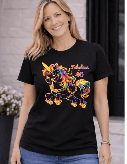Fabulous at 40 Rainbow Unicorn Shirt Awesome 40th Birthday Tee - O'ahu Surf Company