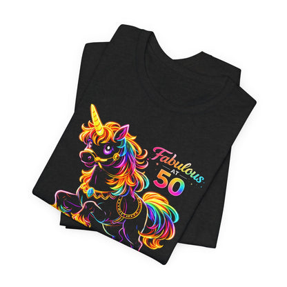 Fabulous at 50 Rainbow Unicorn Tee Fun 50th Birthday Shirt for Women T-Shirt Cool Funny 50th Gift Idea - O'ahu Surf Company