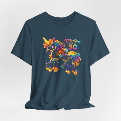 Fabulous at 50 Rainbow Unicorn Tee Fun 50th Birthday Shirt for Women T-Shirt Cool Funny 50th Gift Idea - O'ahu Surf Company