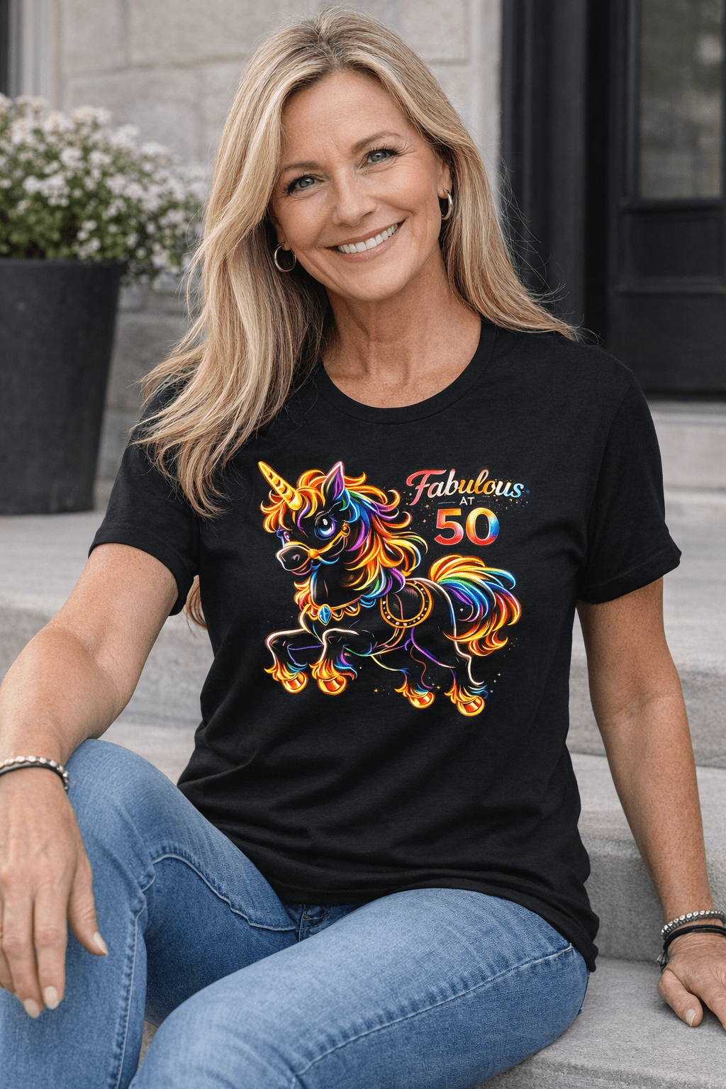 Fabulous at 50 Rainbow Unicorn Tee Fun 50th Birthday Shirt for Women T-Shirt Cool Funny 50th Gift Idea - O'ahu Surf Company