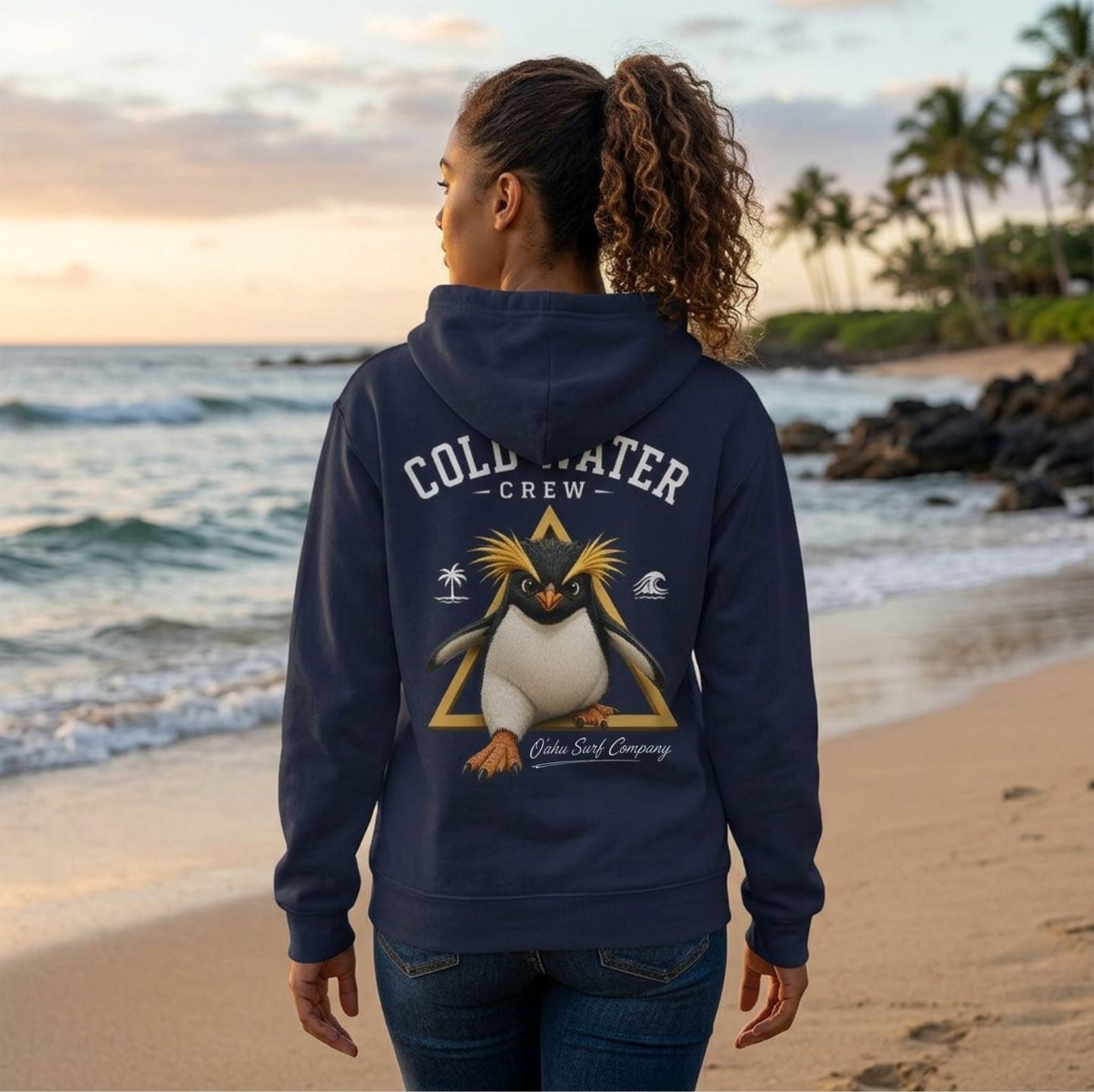 Fiordland Crested Penguin Cold Water Crew Hoodie– O’ahu Surf Company Tropical Expedition Sweatshirt - O'ahu Surf Company